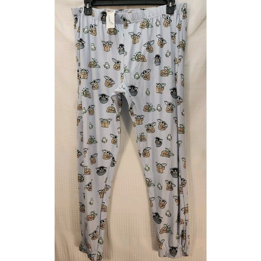 Star Wars Pajama Pants Womens 1X Grogu Mandalorian Joggers Munki Munki Blue PJs